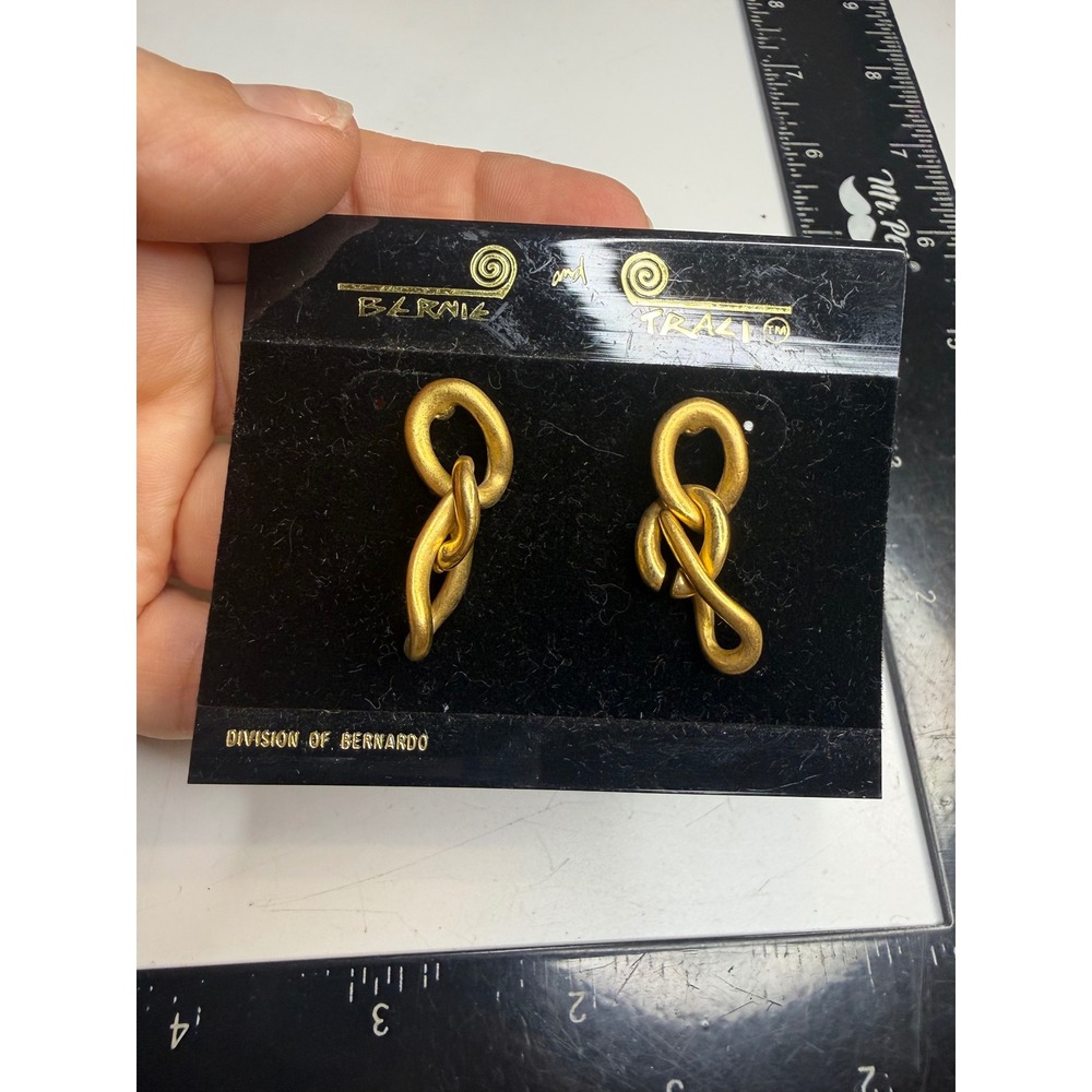 Bernie and Traci Gold Tone Matte Chain Link Post Earrings Division of Bernardo